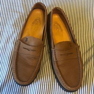 TODs brown leather penny loader-size 9